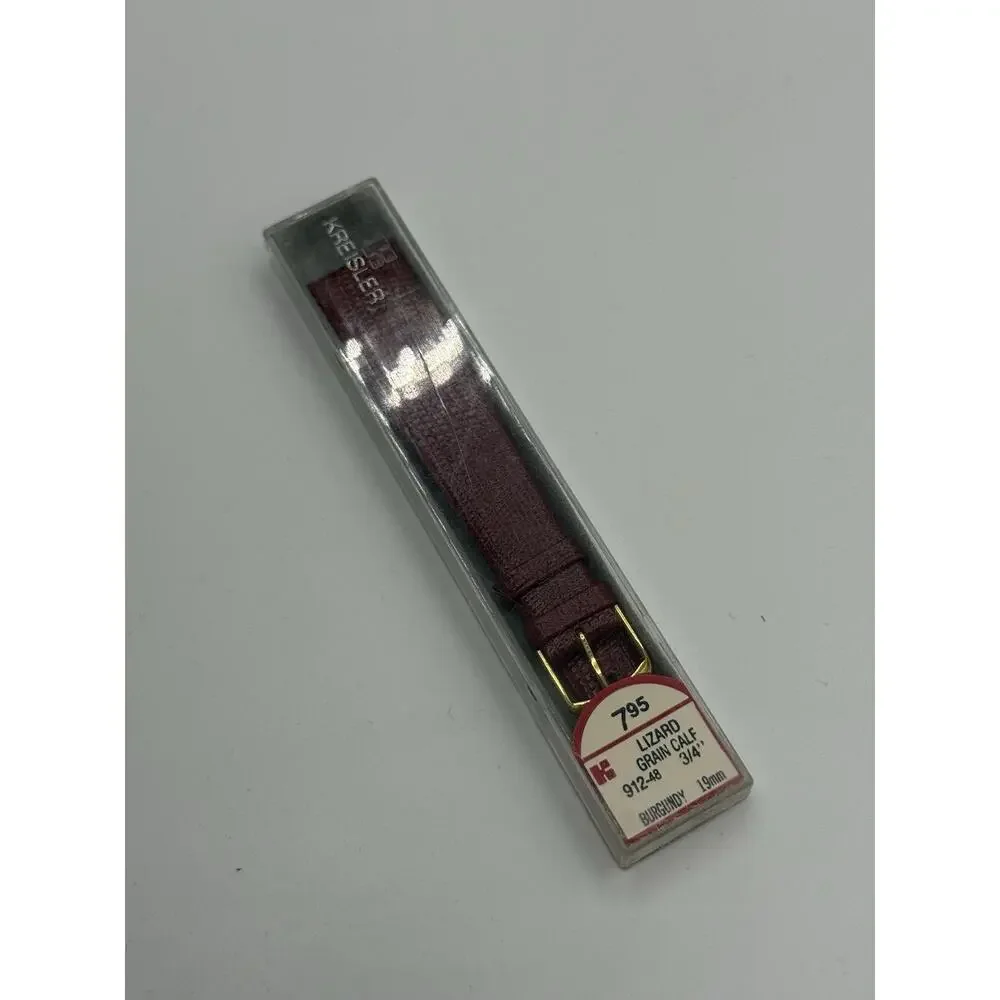 19mm Kreisler Burgundy NOS Vintage Watch Band & Gold-Tone Buckle